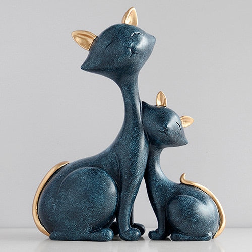 Estátua casal de gatos para ambiente