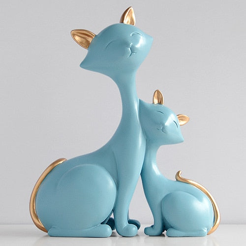 Estátua casal de gatos para ambiente
