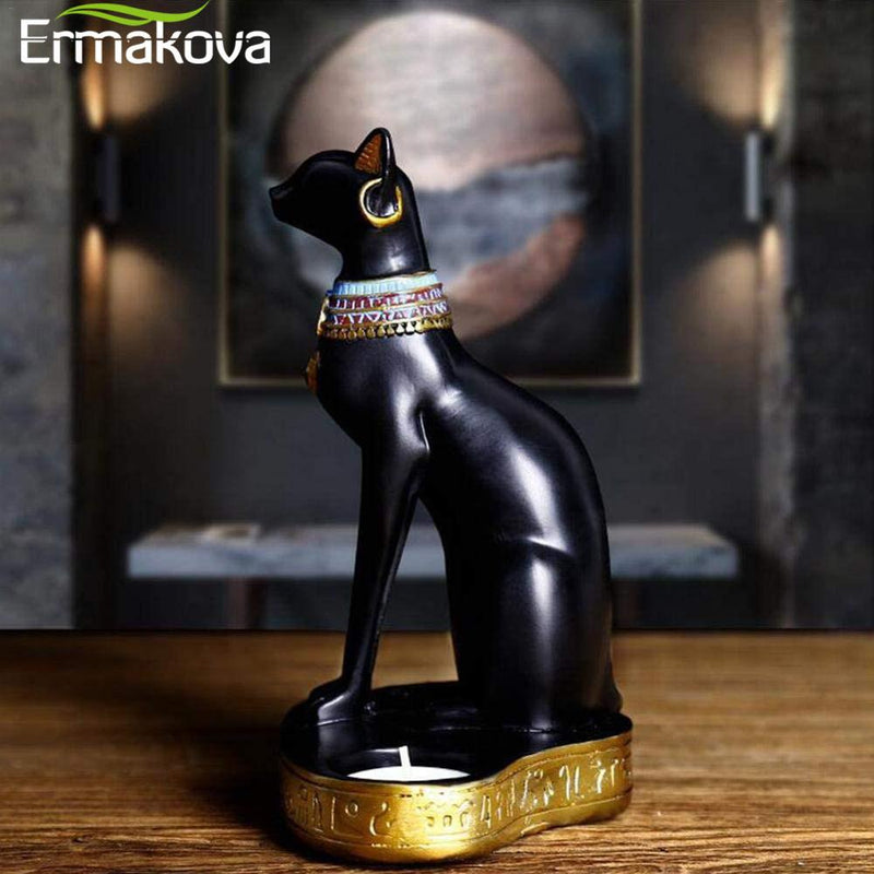 Estátua decorativa gato com recipiente pra velas