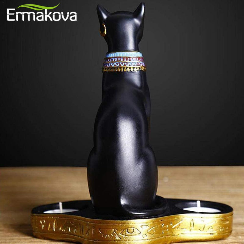 Estátua decorativa gato com recipiente pra velas