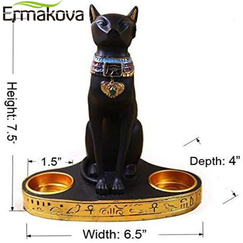 Estátua decorativa gato com recipiente pra velas