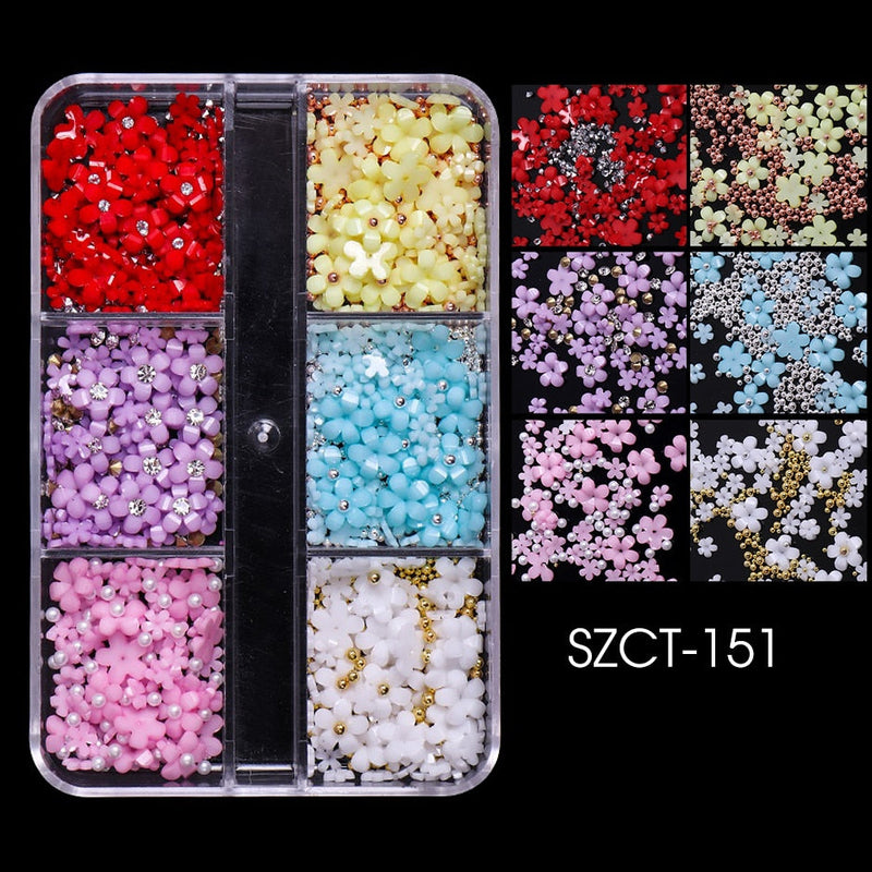 6 Grades 3D Flores Acrílicas Brancas