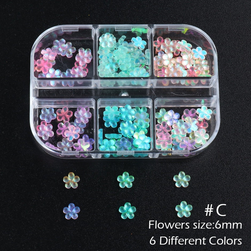 6 Grades 3D Flores Acrílicas Brancas
