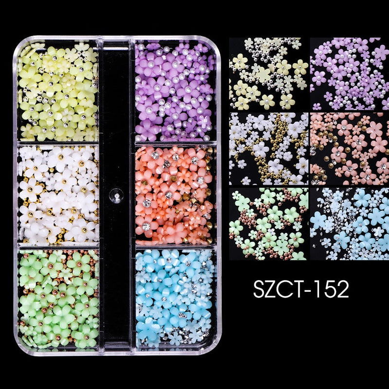 6 Grades 3D Flores Acrílicas Brancas