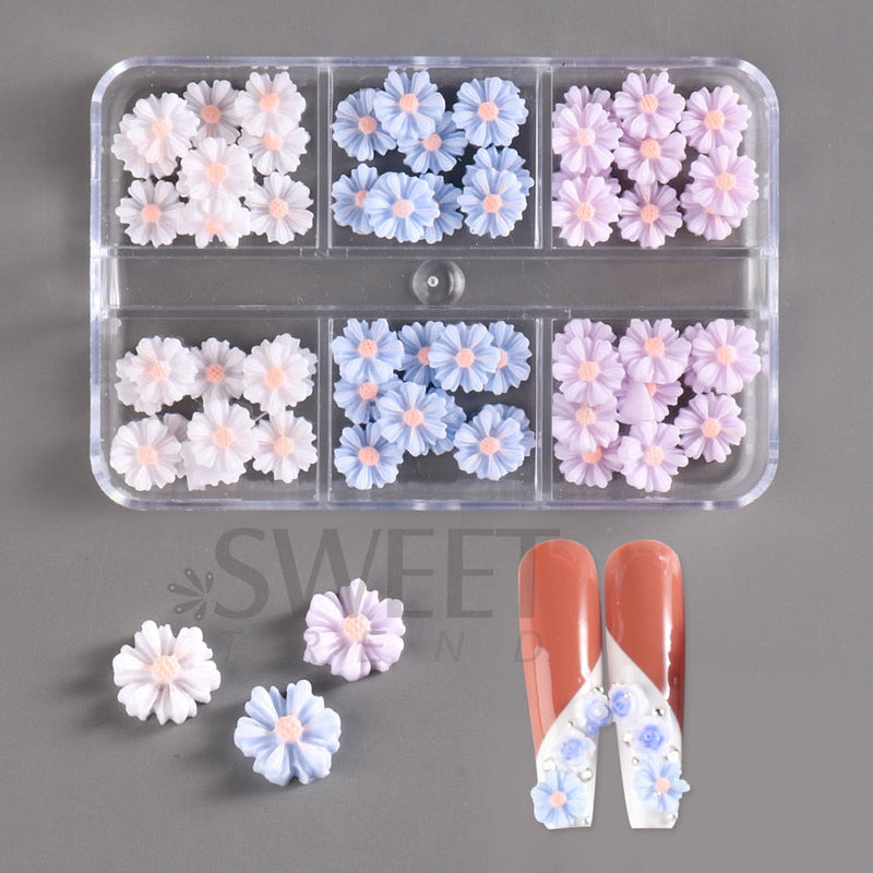 6 Grades 3D Flores Acrílicas Brancas